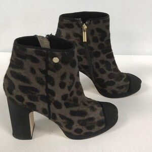 Karl Lagerfeld Lainey Leopard Print Haircalf Platform Ankle Booties